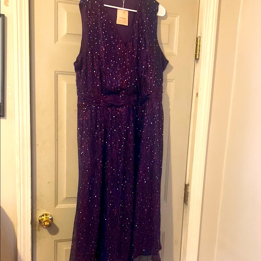 Purple Sleeveless Dress with Sparkle Accents